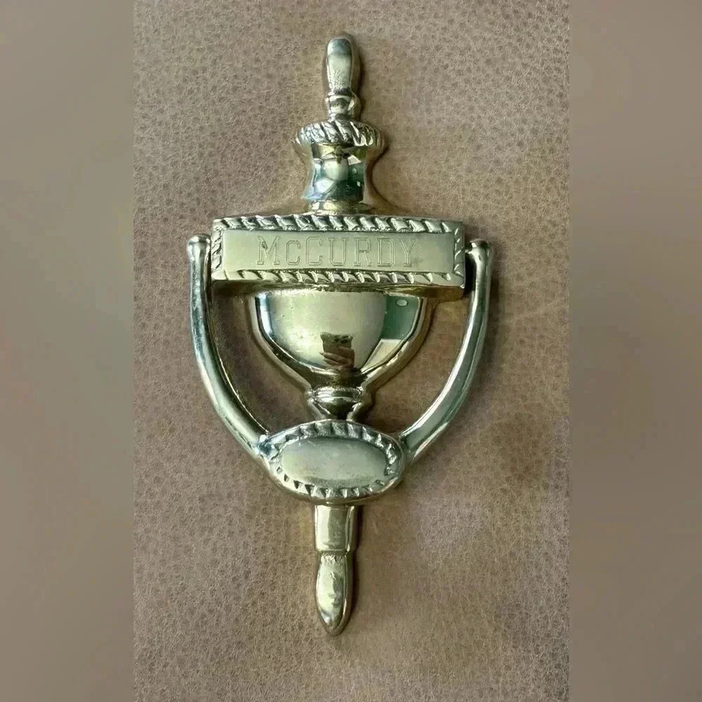 Vintage Solid Brass Door Knocker With McCurdy Name Engraved